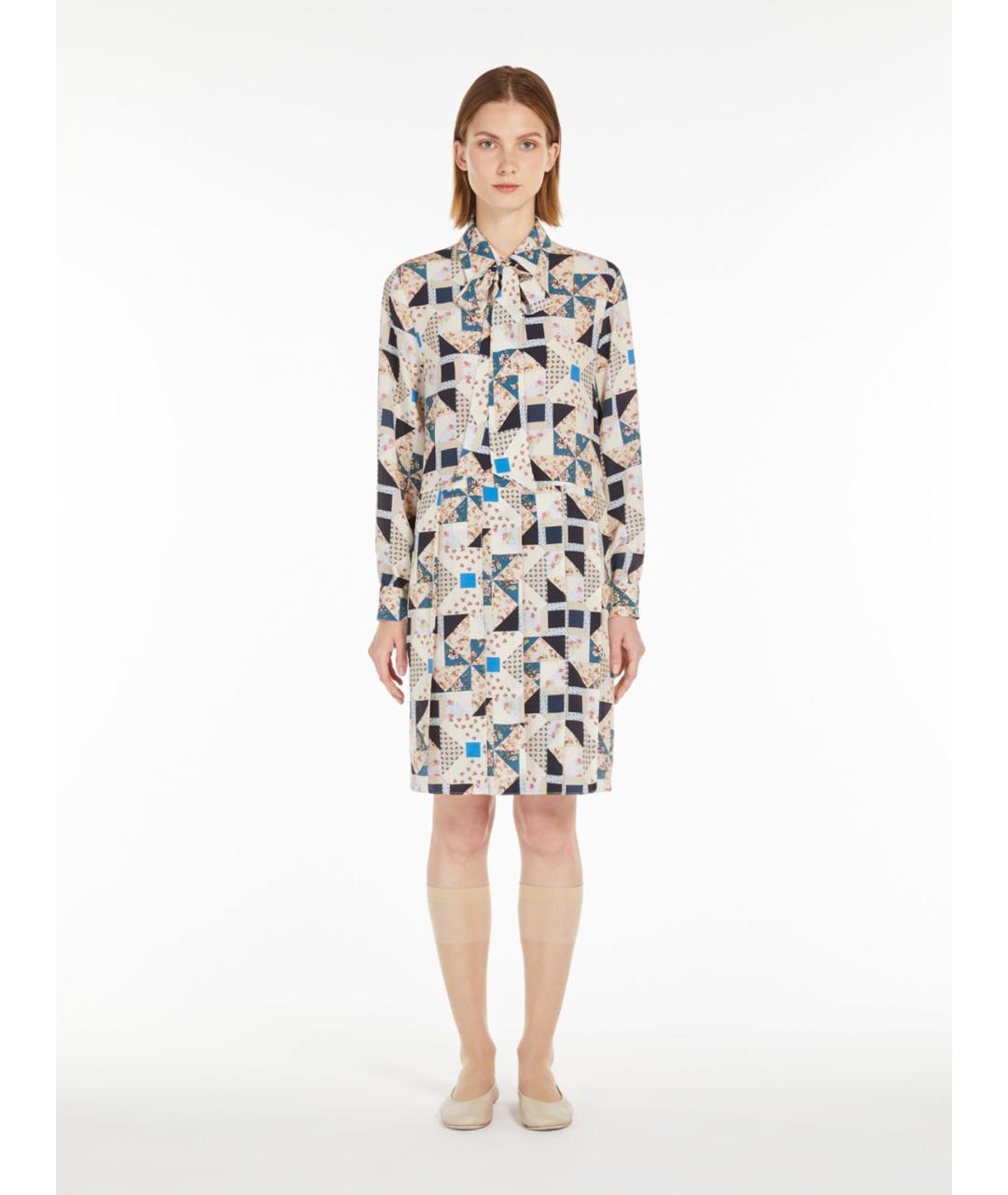 WEEKEND MAX MARA Мульти шелковое повседневное платье, фото 3