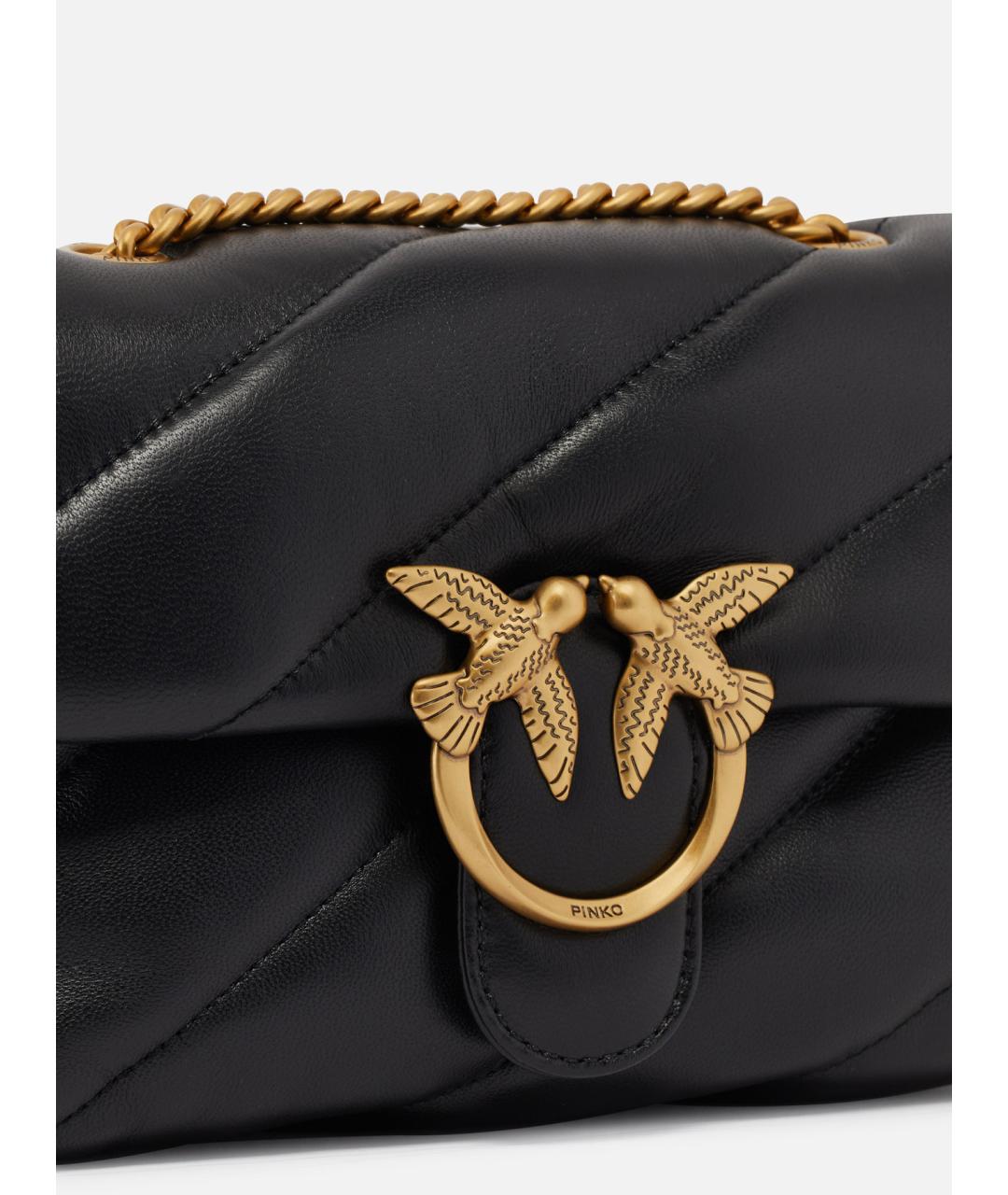 PINKO Черная кожаная сумка через плечо, фото 4