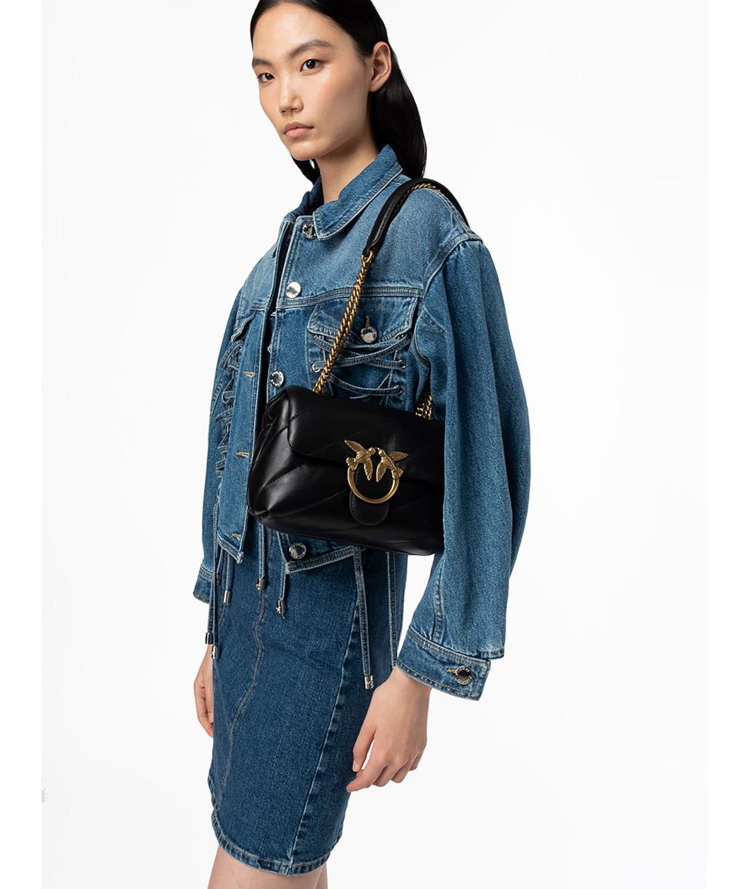 PINKO Черная кожаная сумка через плечо, фото 2