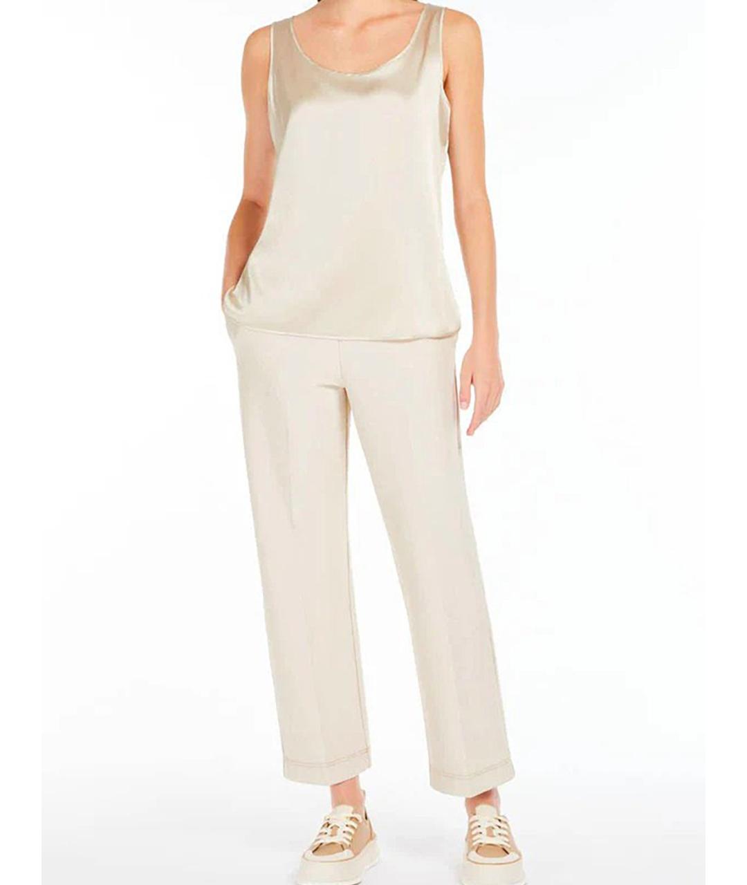 MAX MARA STUDIO Бежевая шелковая майка, фото 2