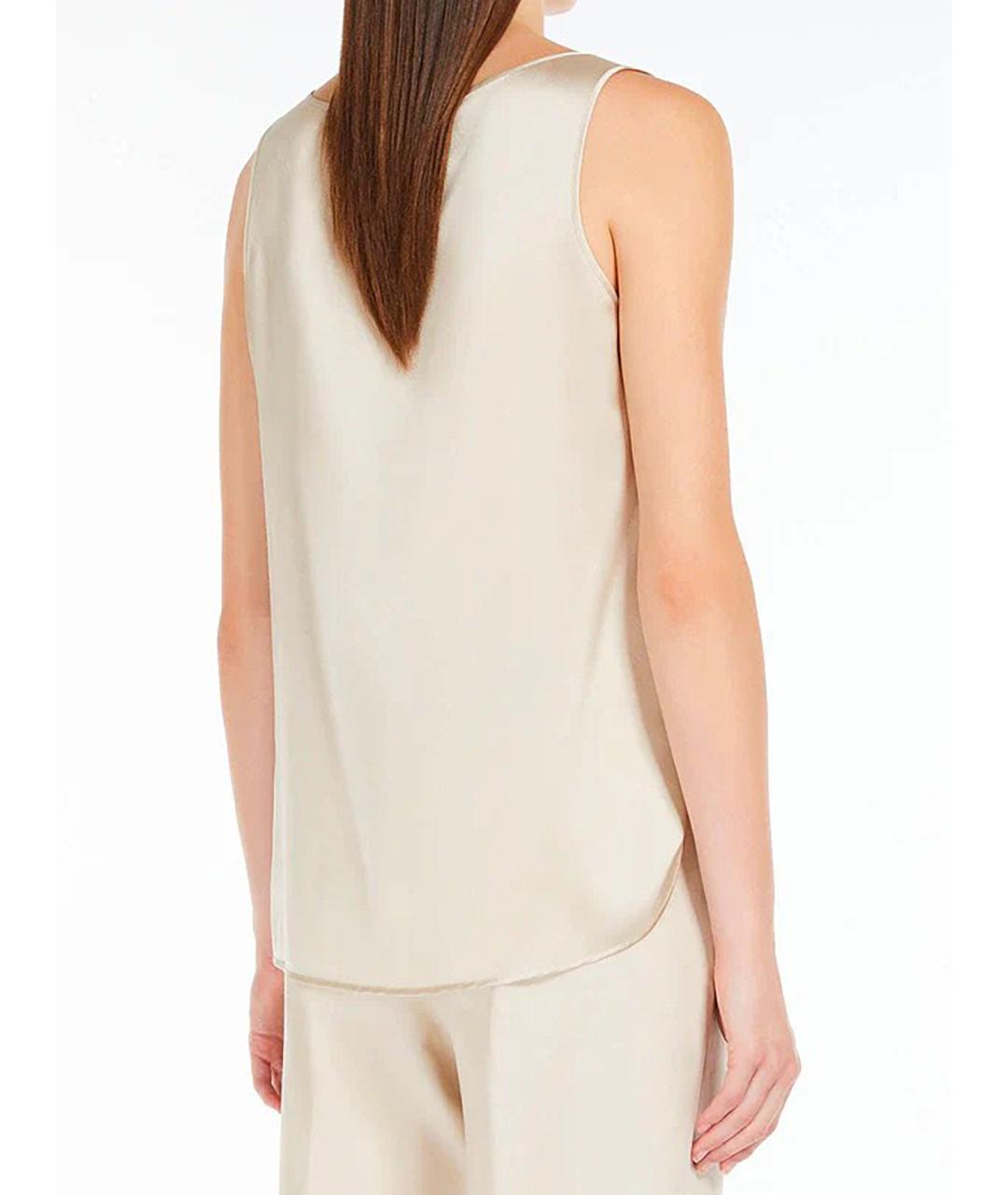 MAX MARA STUDIO Бежевая шелковая майка, фото 4