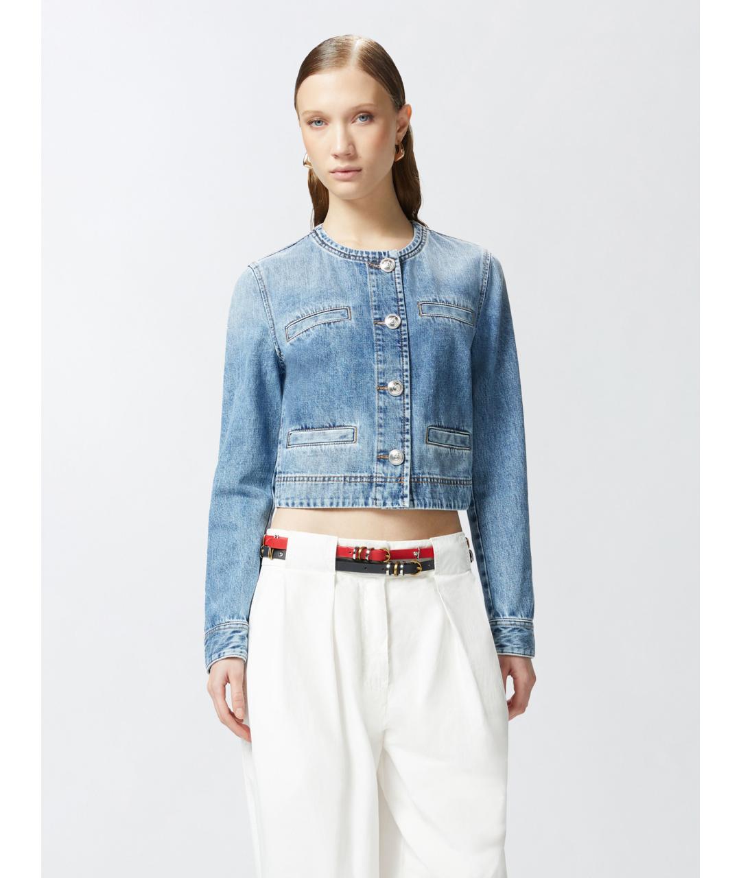 PINKO Синяя хлопковая куртка, фото 3