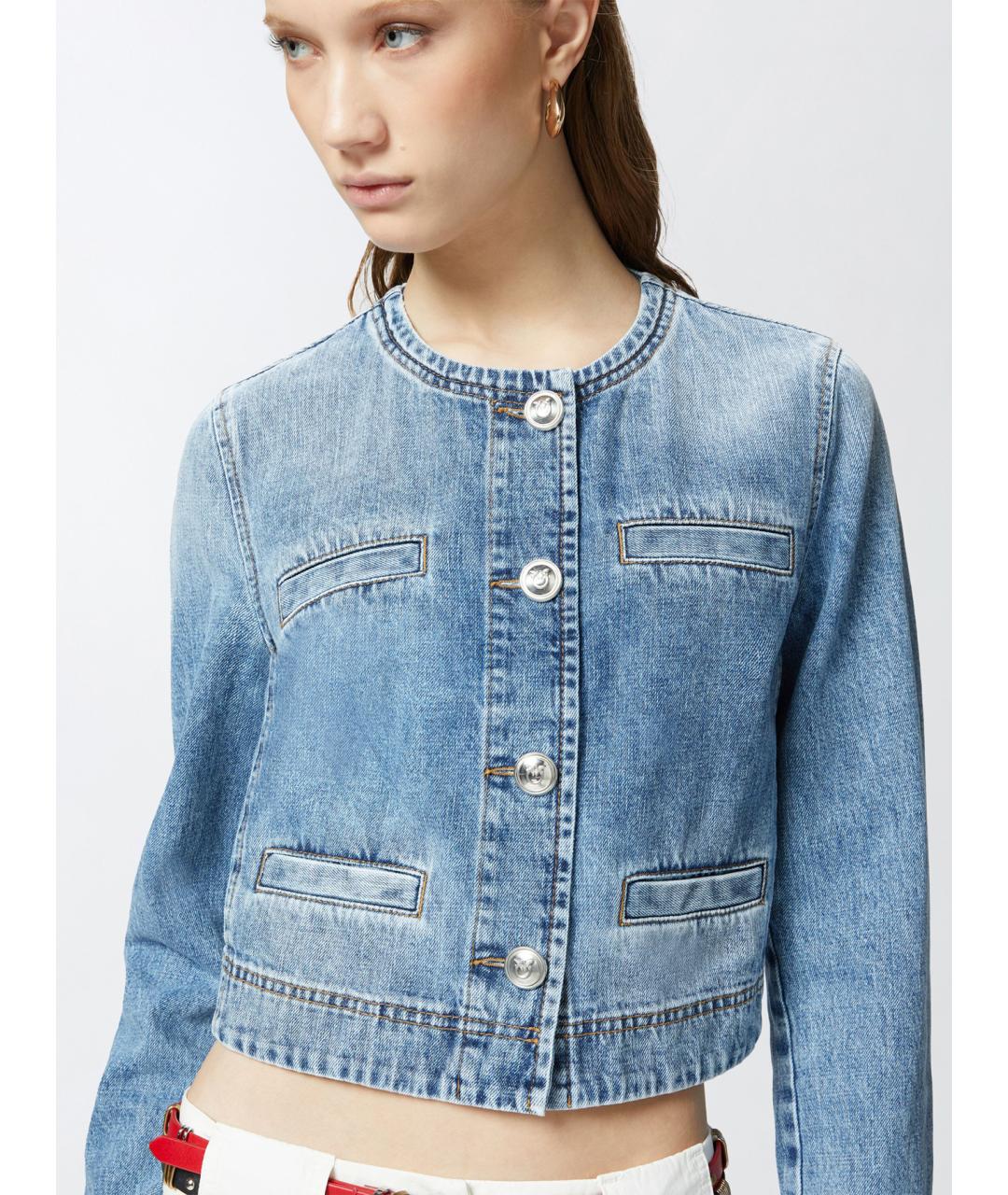 PINKO Синяя хлопковая куртка, фото 5