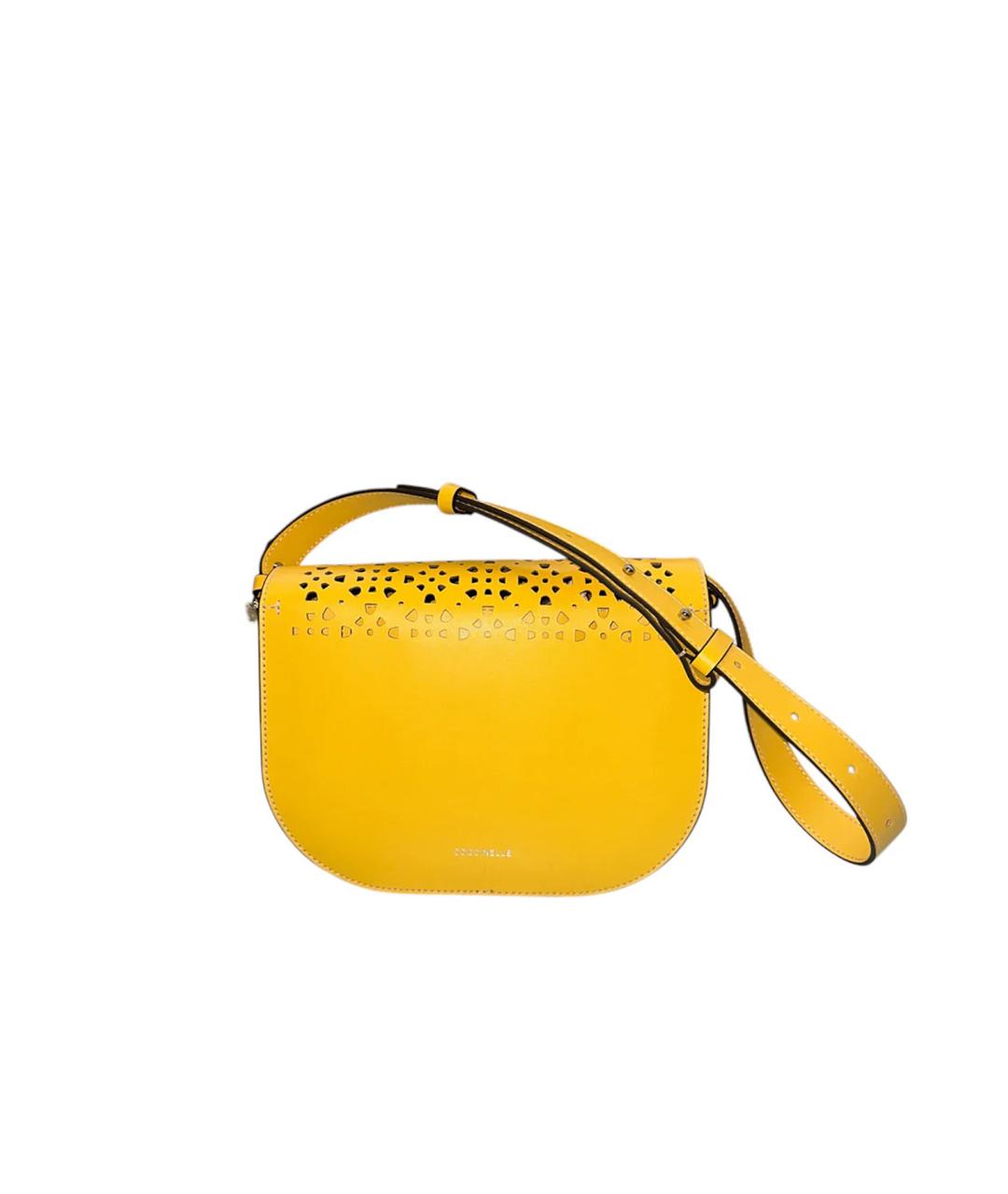 COCCINELLE Желтая кожаная сумка через плечо, фото 3