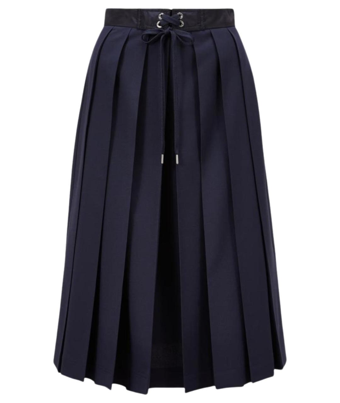 MONCLER Темно-синяя полиамидовая юбка миди, фото 1