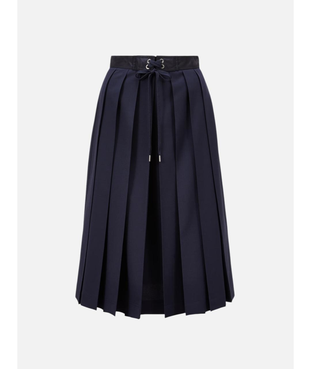 MONCLER Темно-синяя полиамидовая юбка миди, фото 4