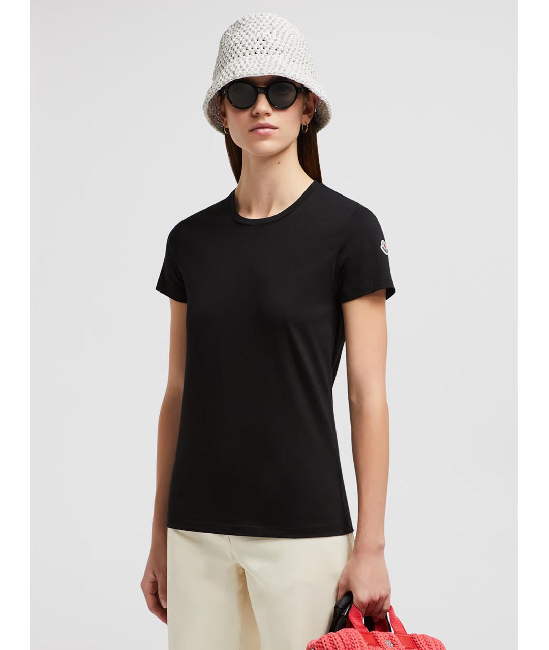 MONCLER Черная хлопковая футболка, фото 2