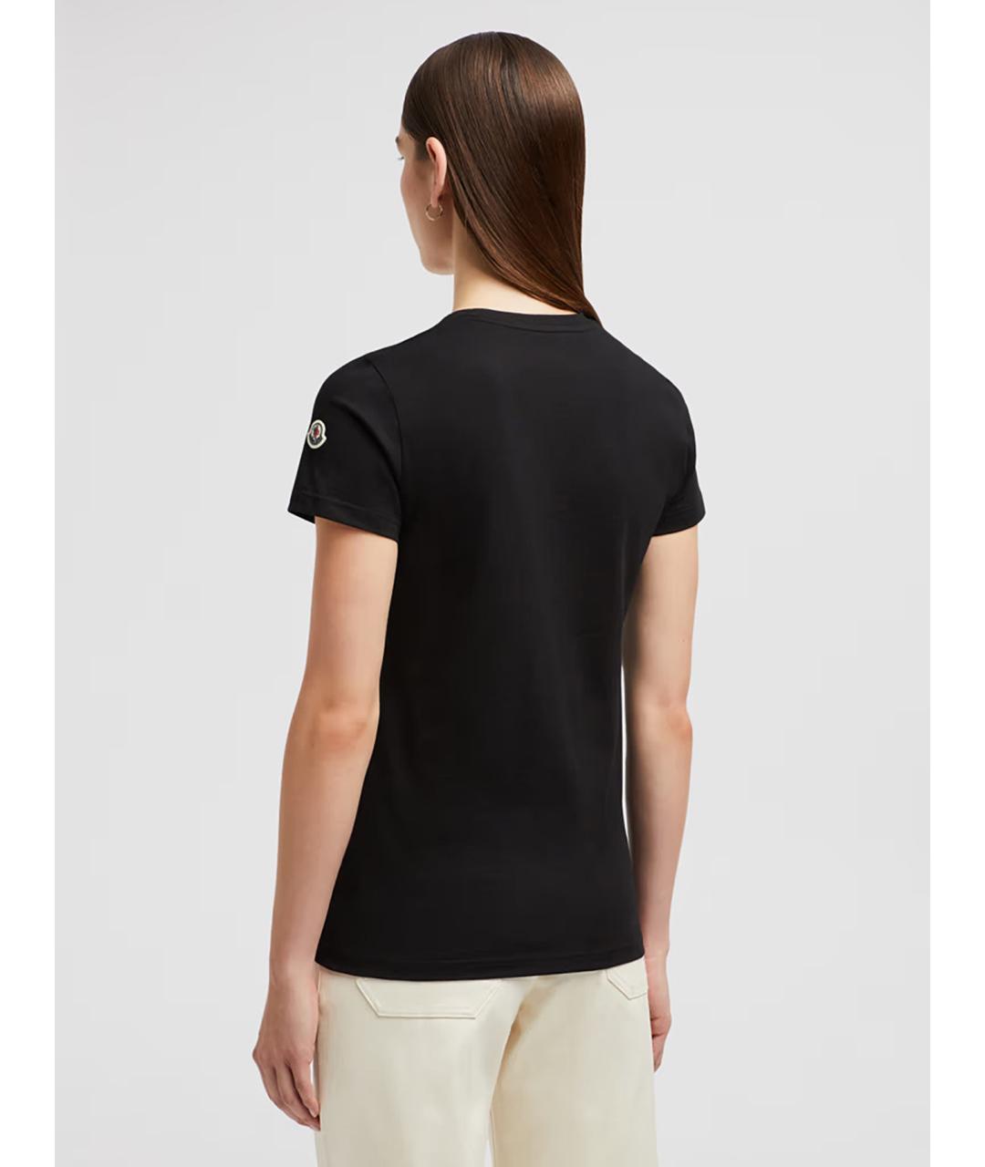 MONCLER Черная хлопковая футболка, фото 4