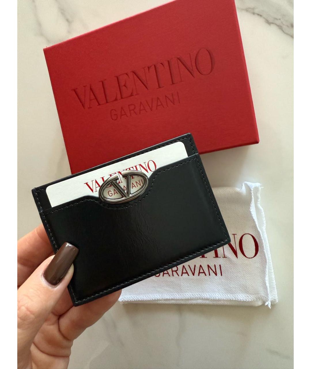 VALENTINO Черный кожаный кардхолдер, фото 4