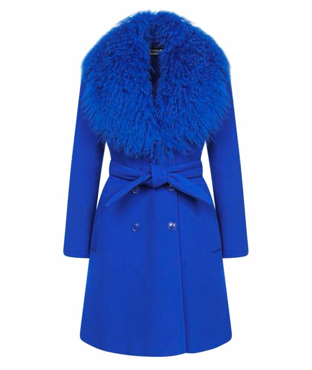 BOUTIQUE MOSCHINO Синее шерстяное пальто, фото 1