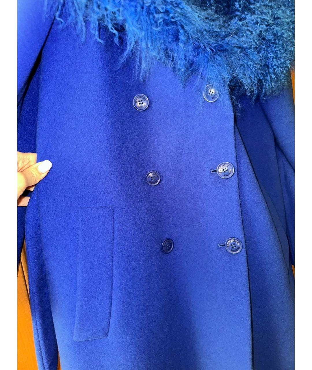 BOUTIQUE MOSCHINO Синее шерстяное пальто, фото 5