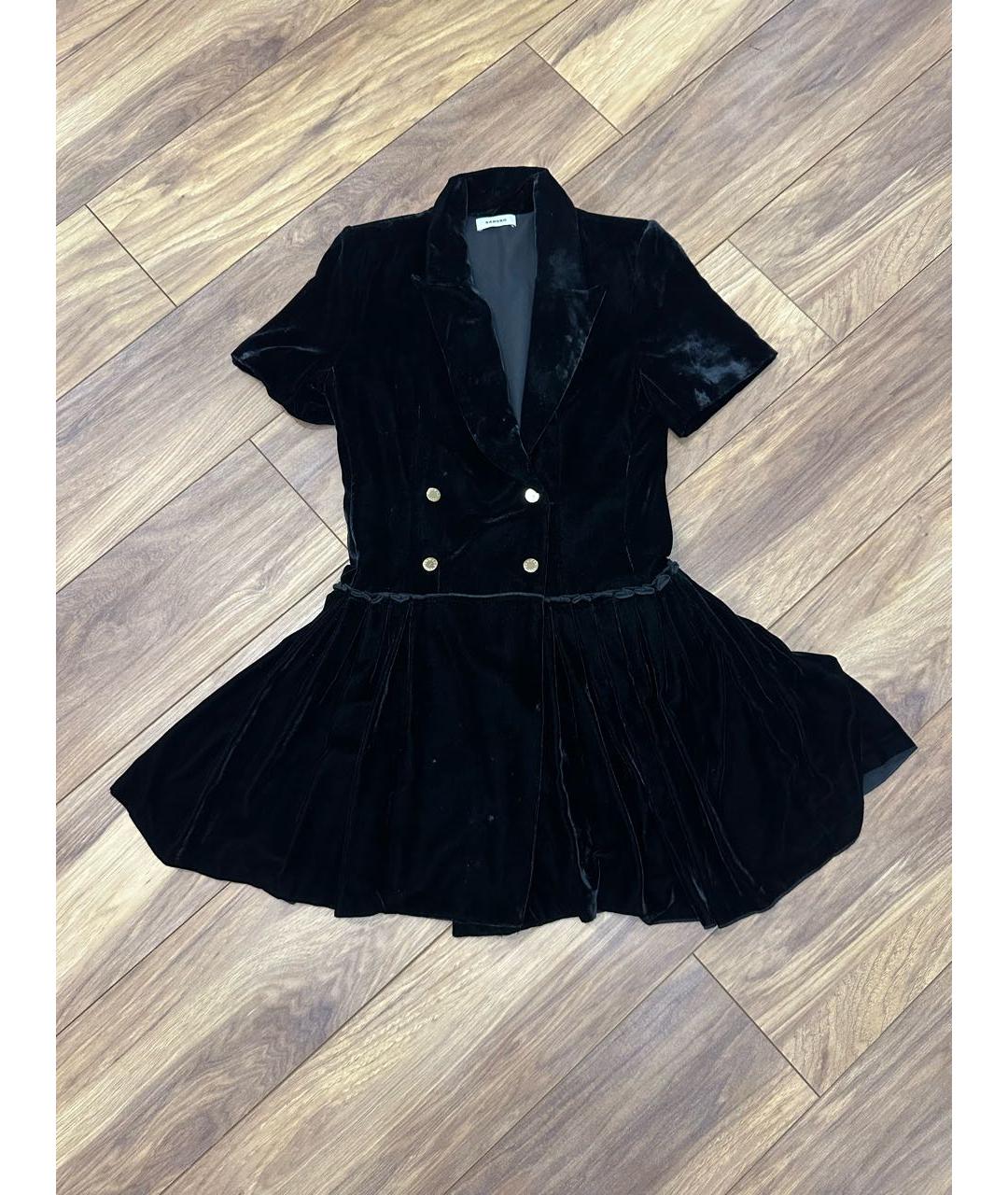 SANDRO Черное бархатное платье, фото 6