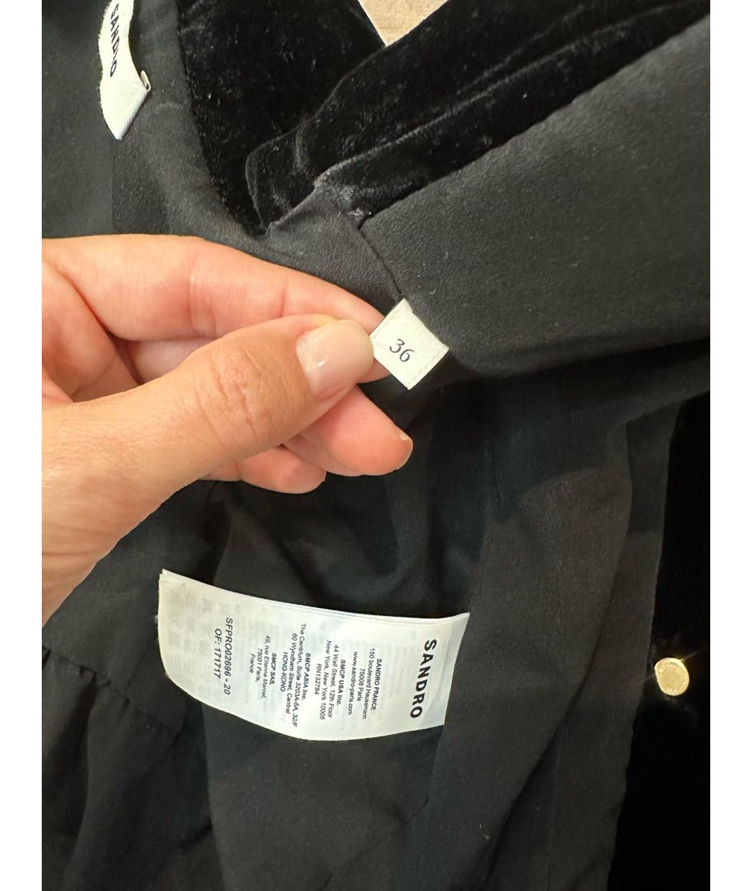 SANDRO Черное бархатное платье, фото 5