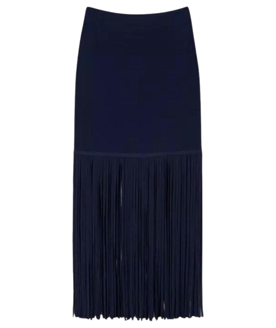 TWIN-SET Темно-синяя вискозная юбка миди, фото 1