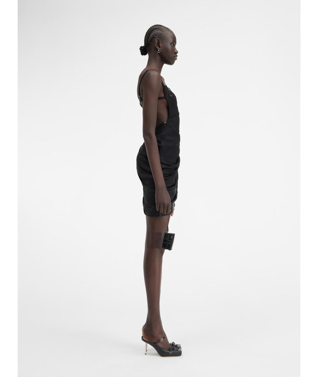 JACQUEMUS Черное вискозное коктейльное платье, фото 3