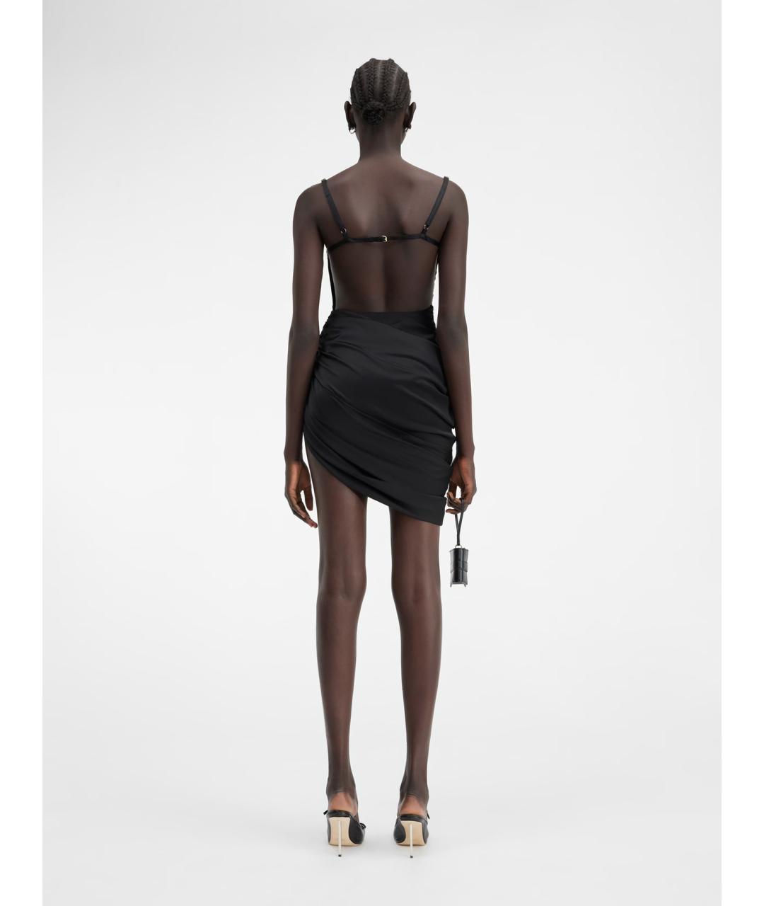 JACQUEMUS Черное вискозное коктейльное платье, фото 5