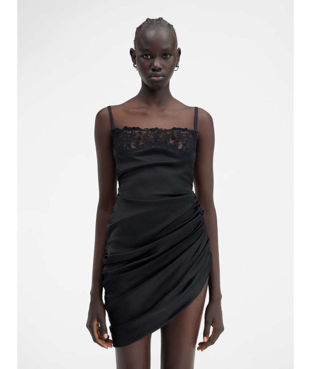 JACQUEMUS Черное вискозное коктейльное платье, фото 2
