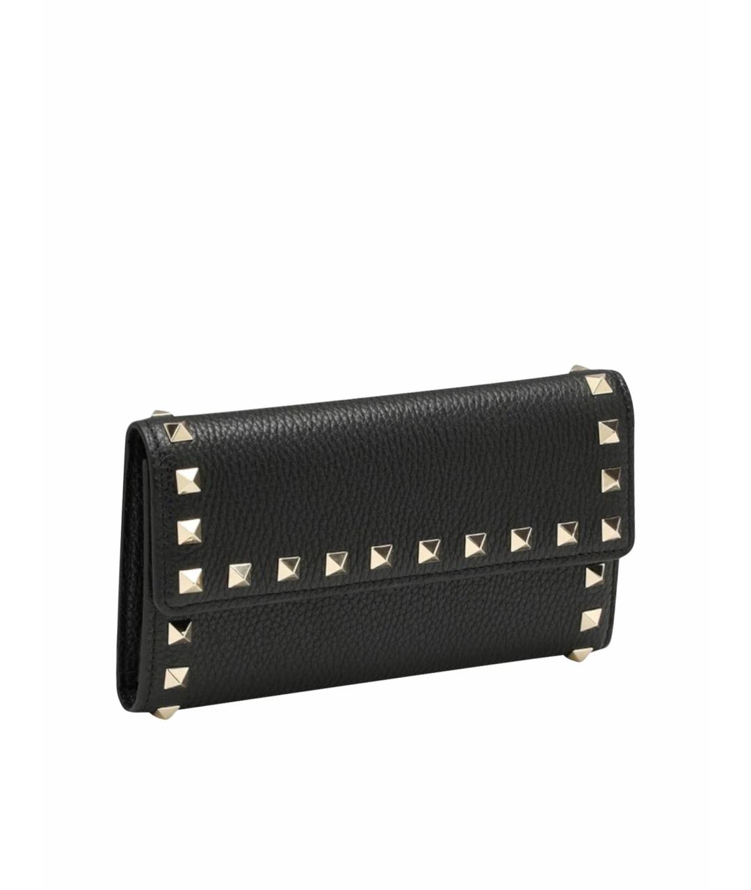 VALENTINO Черный кожаный кошелек, фото 1
