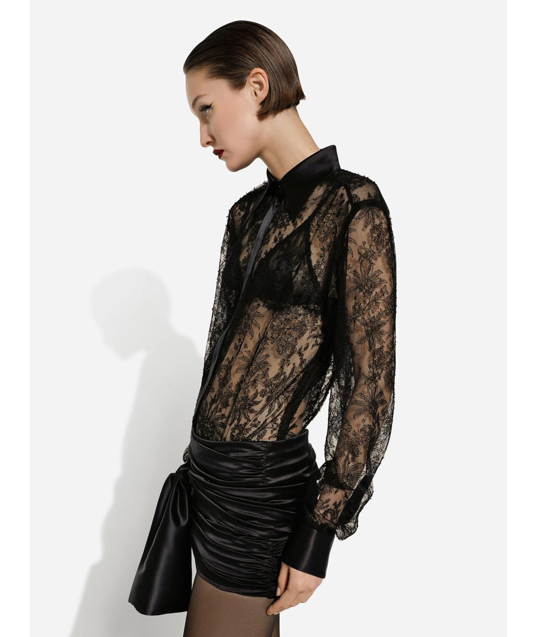 DOLCE&GABBANA Черная вискозная рубашка, фото 3