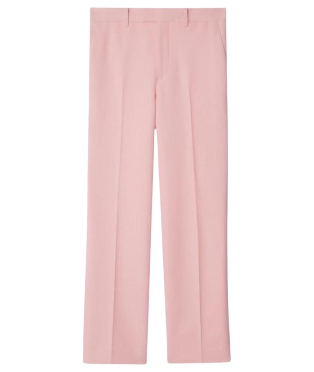 BURBERRY Розовые шерстяные прямые брюки, фото 1
