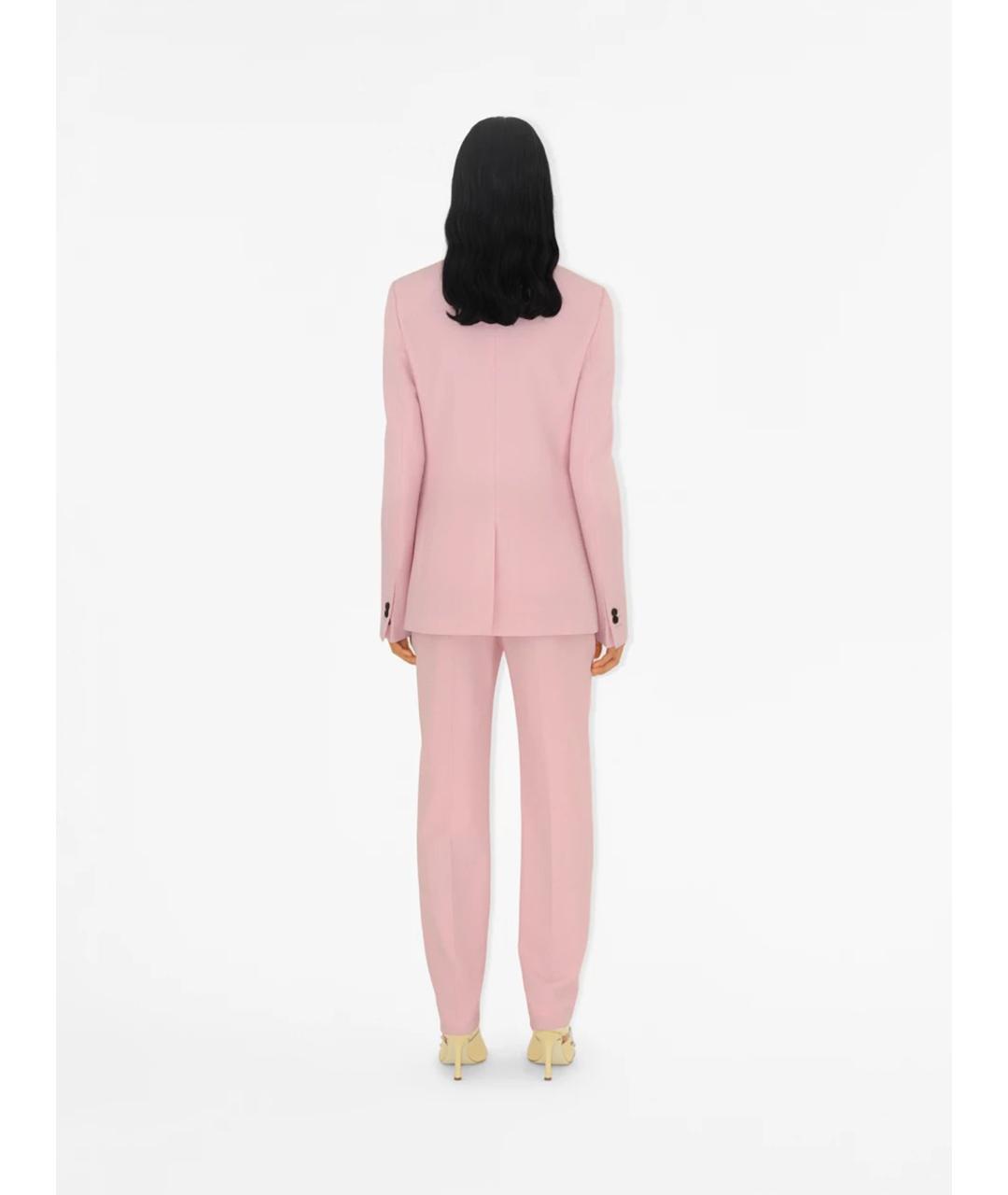 BURBERRY Розовые шерстяные прямые брюки, фото 3