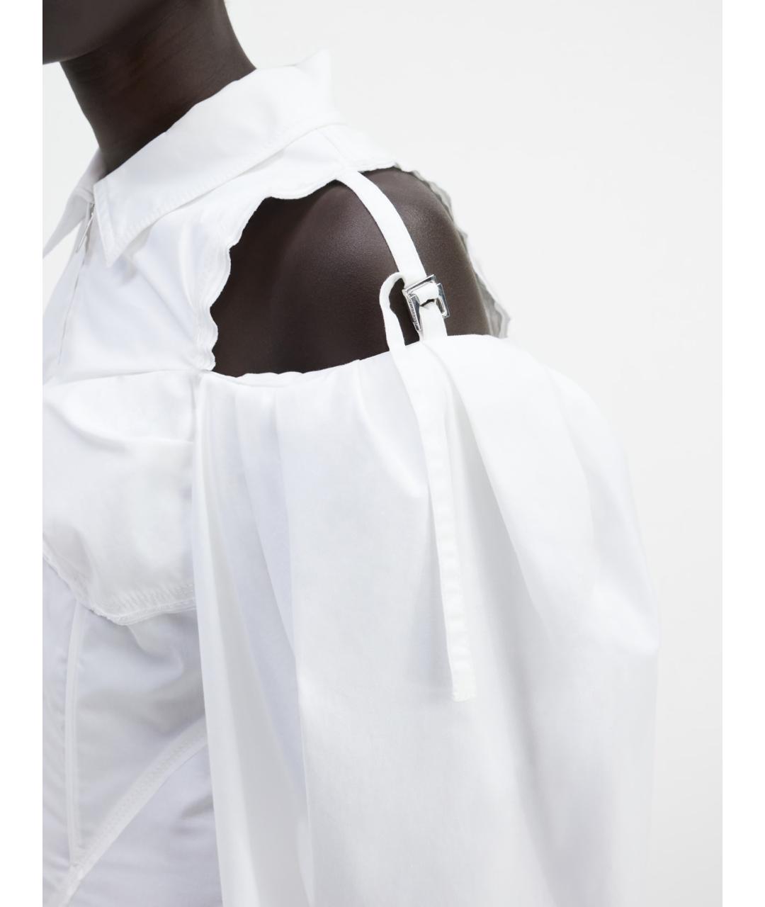 JACQUEMUS Белое хлопковое коктейльное платье, фото 4
