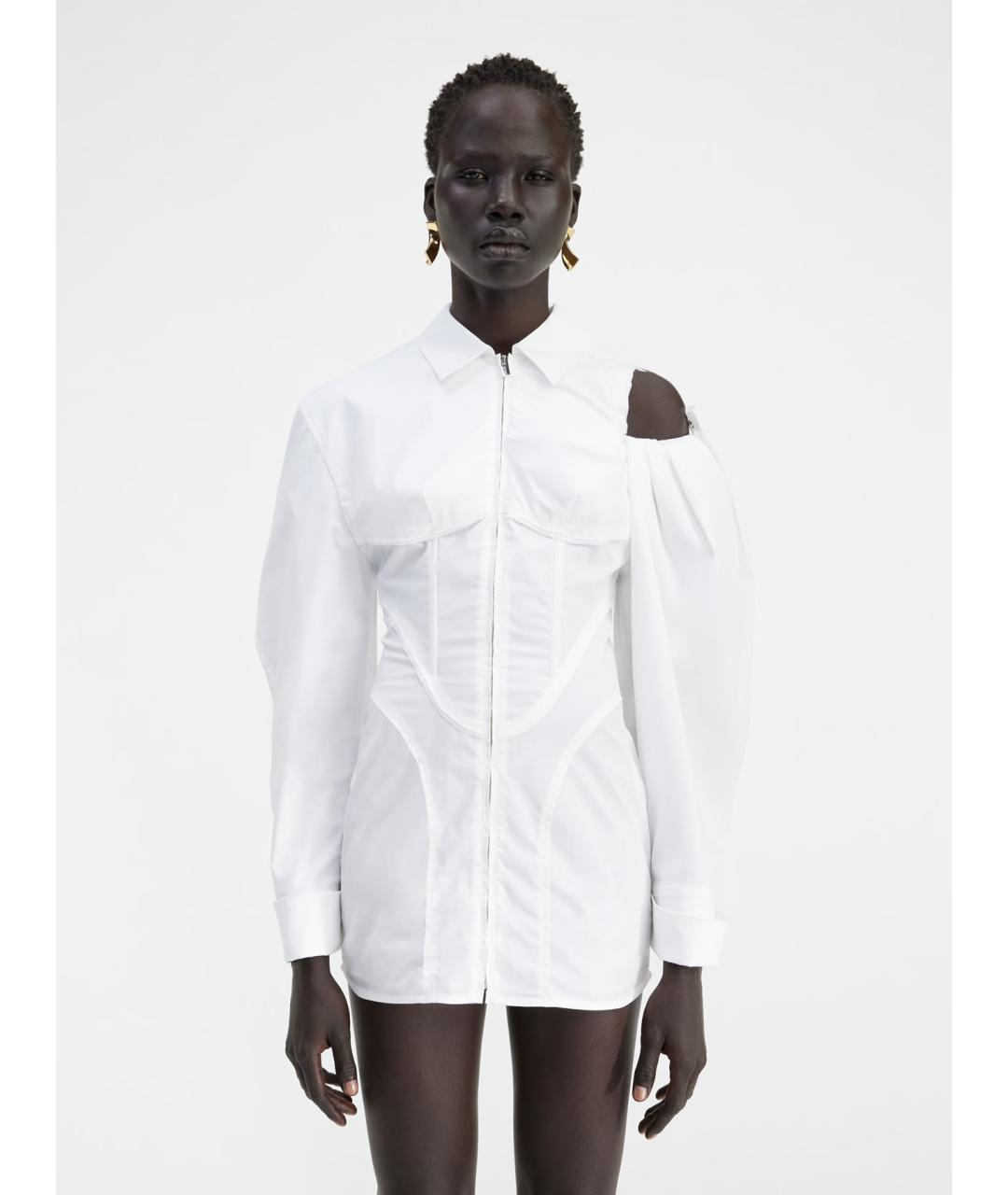 JACQUEMUS Белое хлопковое коктейльное платье, фото 2