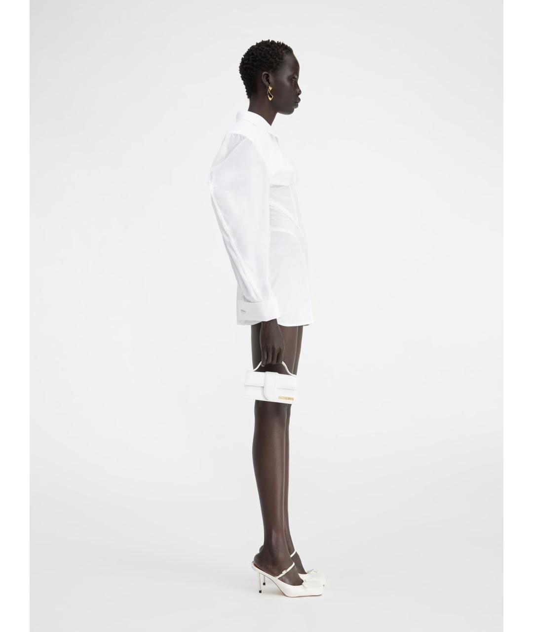JACQUEMUS Белое хлопковое коктейльное платье, фото 3