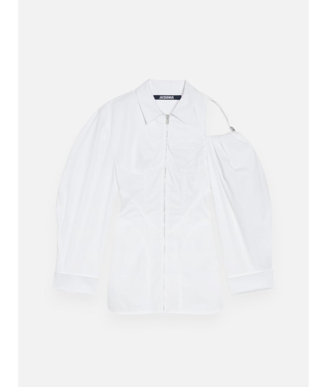 JACQUEMUS Белое хлопковое коктейльное платье, фото 6