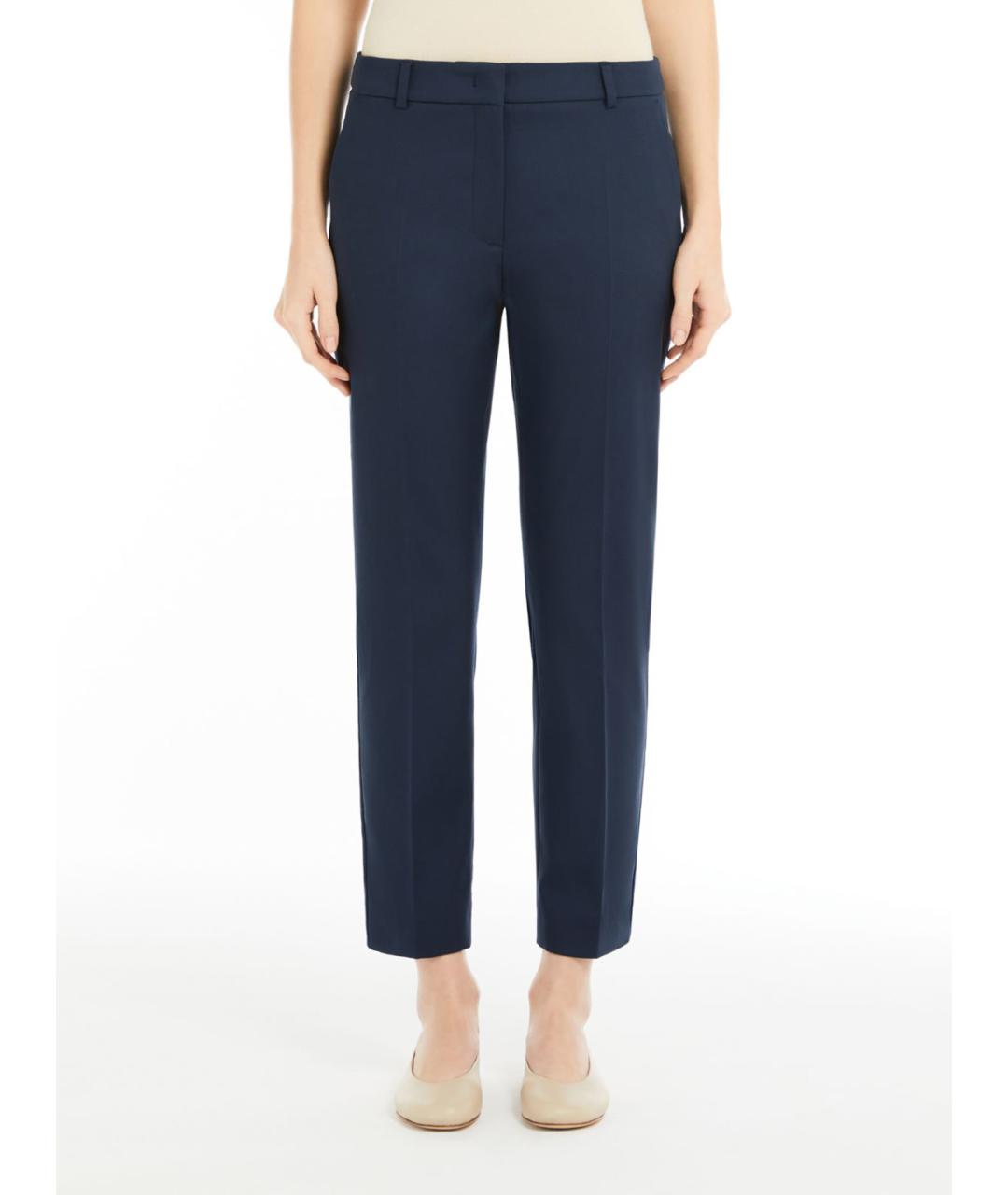 WEEKEND MAX MARA Синие хлопковые прямые брюки, фото 2