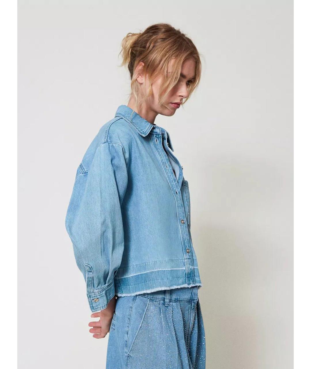 TWIN-SET Синяя хлопковая рубашка, фото 4