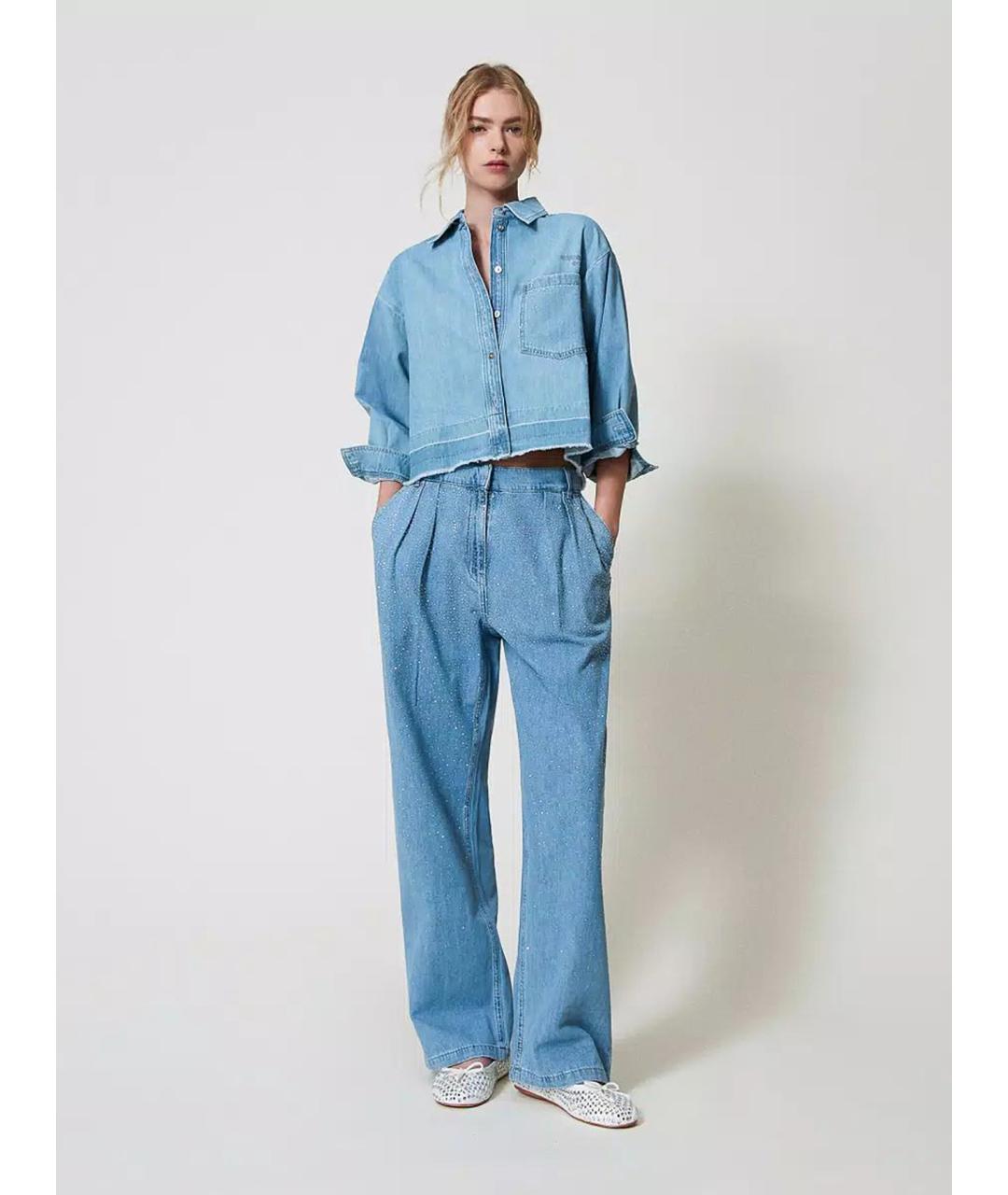 TWIN-SET Синяя хлопковая рубашка, фото 2