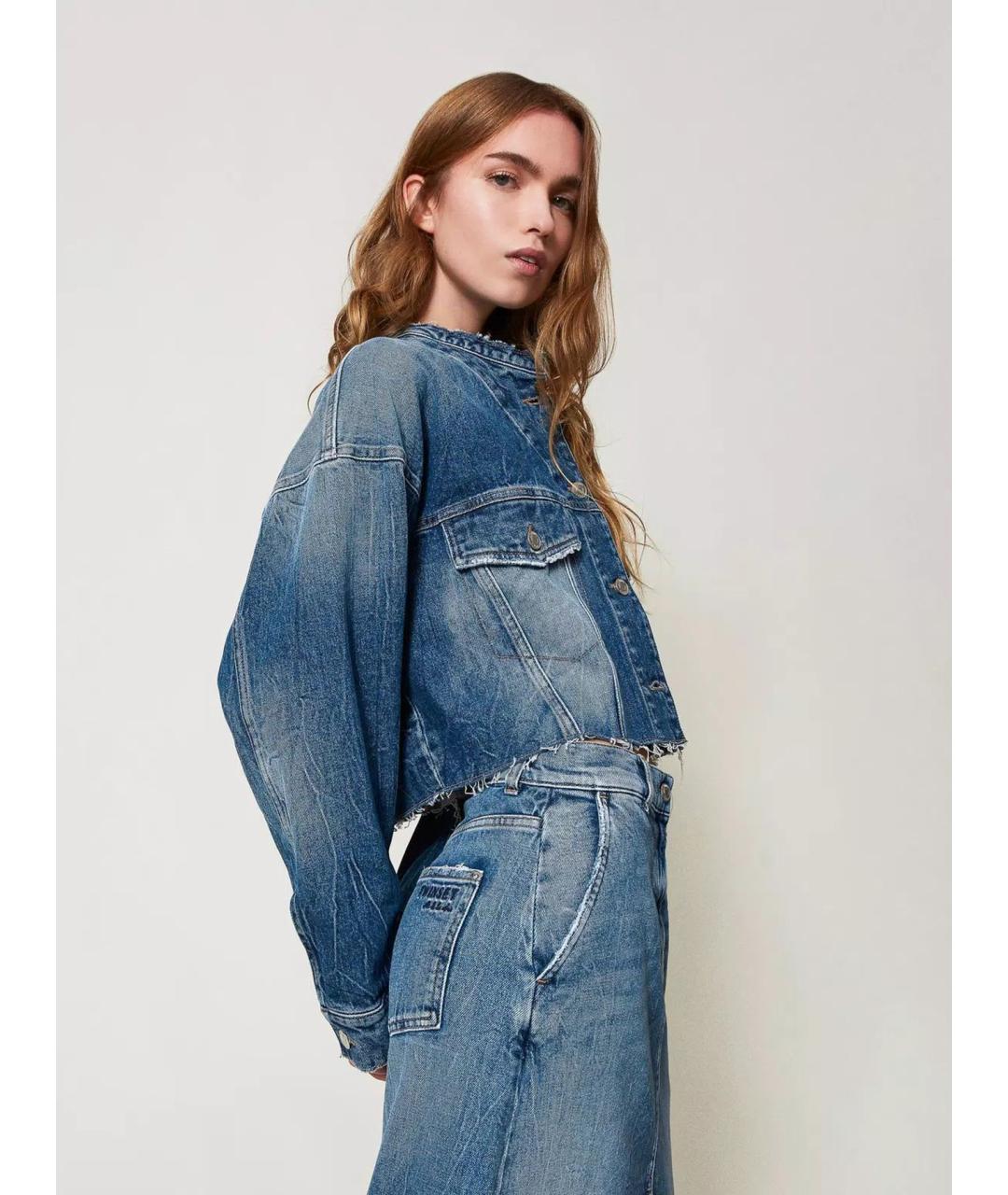 TWIN-SET Темно-синяя хлопковая куртка, фото 4