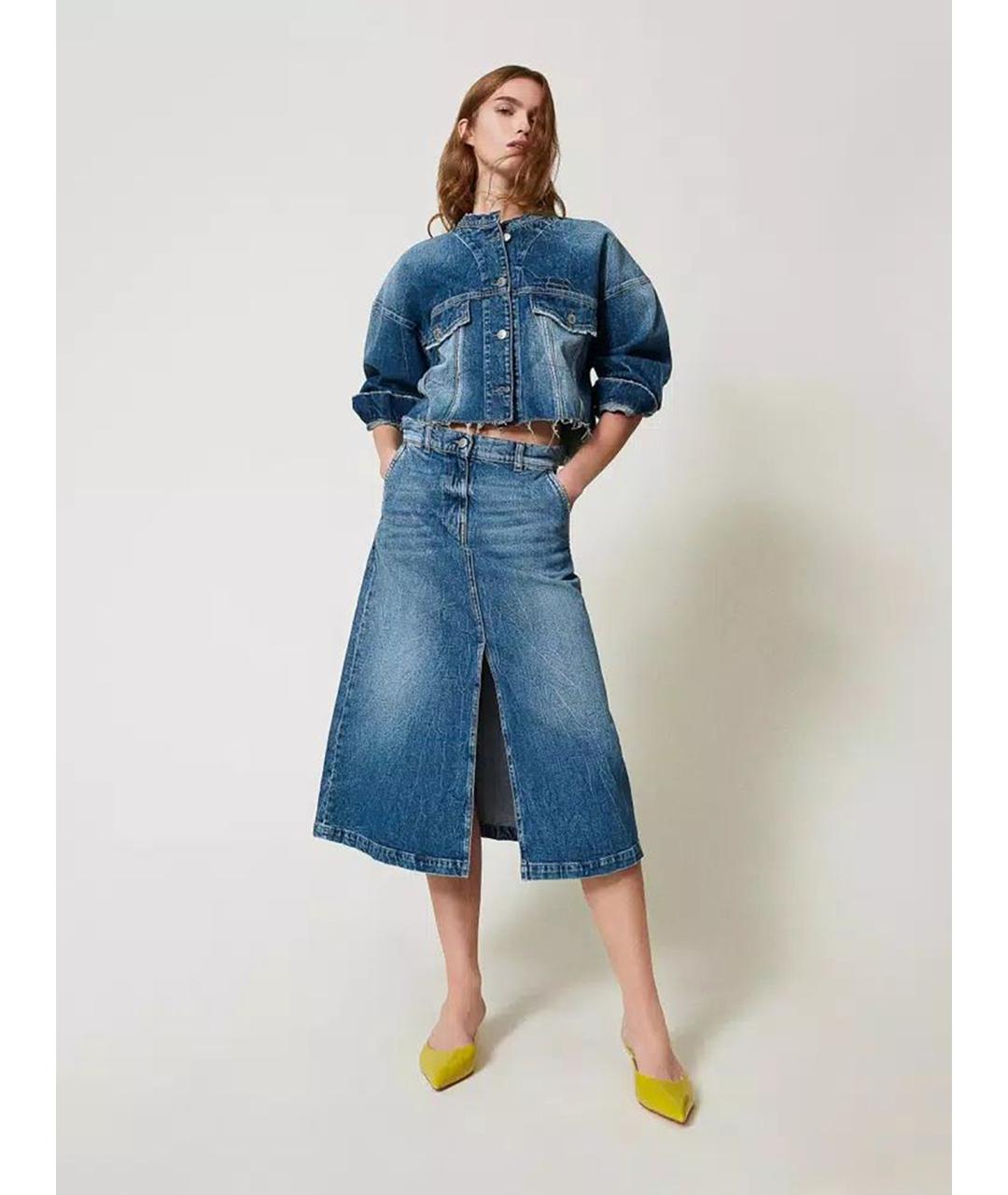 TWIN-SET Темно-синяя хлопковая куртка, фото 2