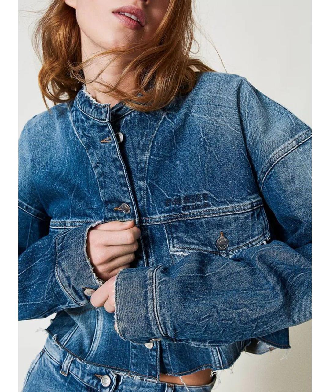 TWIN-SET Темно-синяя хлопковая куртка, фото 6