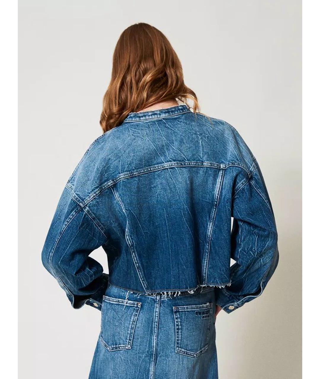 TWIN-SET Темно-синяя хлопковая куртка, фото 5