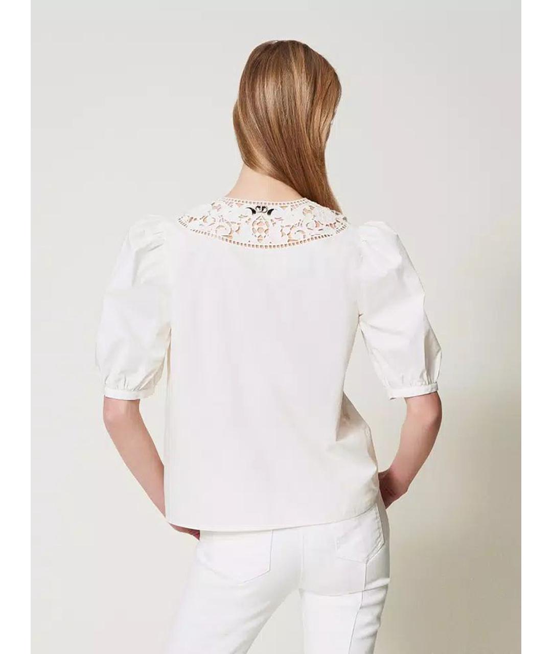 TWIN-SET Белая хлопковая блузы, фото 5
