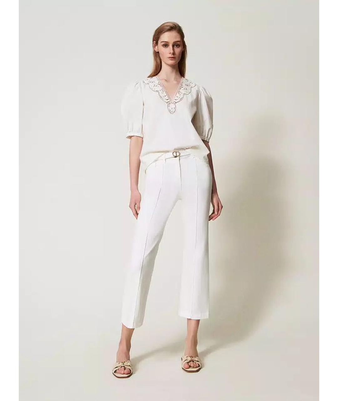 TWIN-SET Белая хлопковая блузы, фото 2