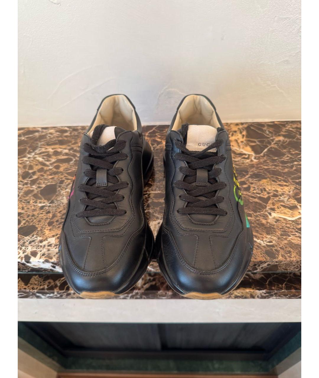 GUCCI Черные кожаные кроссовки, фото 6