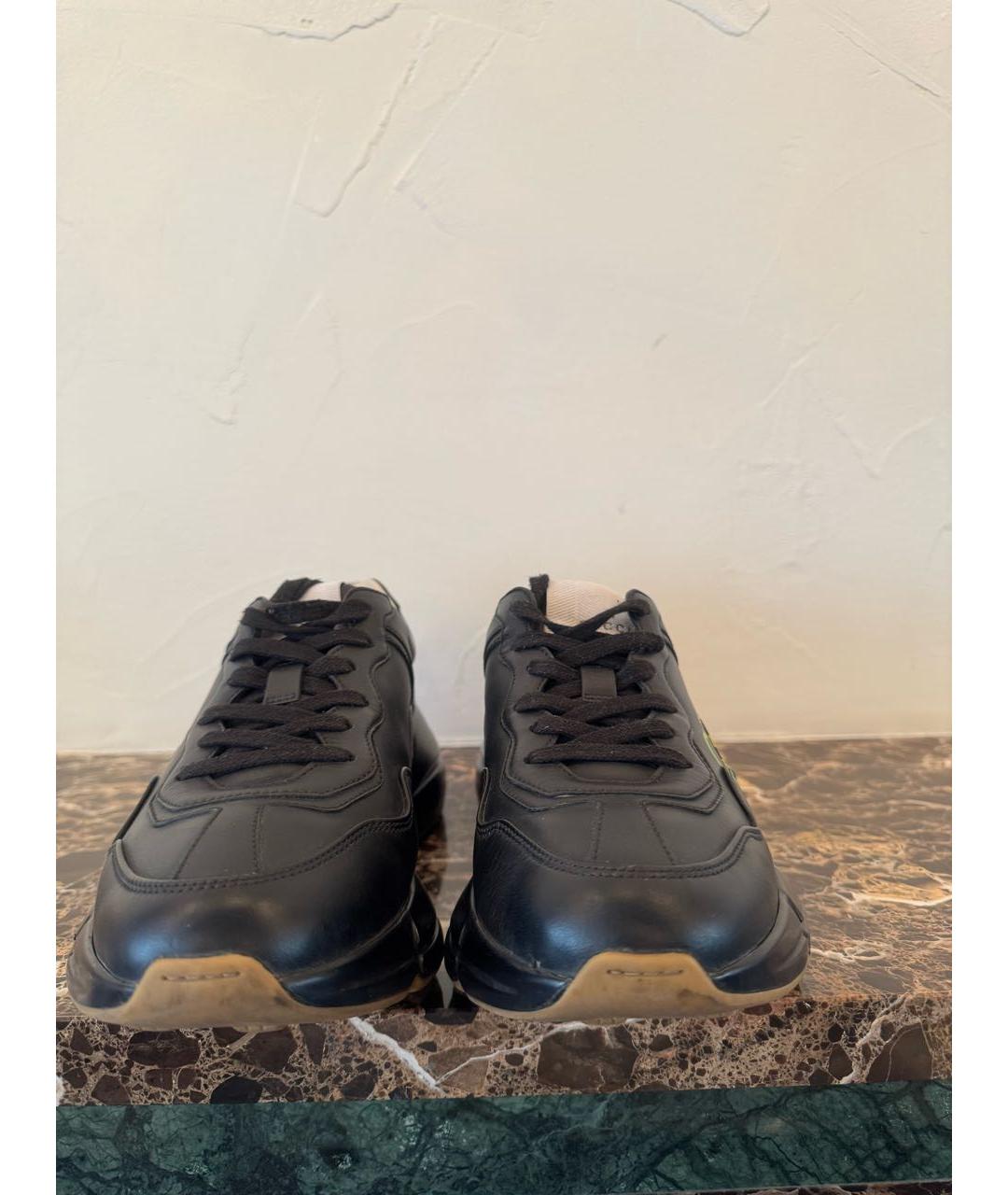 GUCCI Черные кожаные кроссовки, фото 2