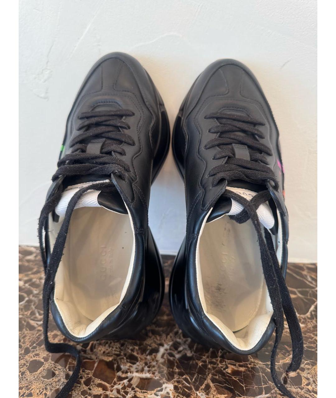 GUCCI Черные кожаные кроссовки, фото 3