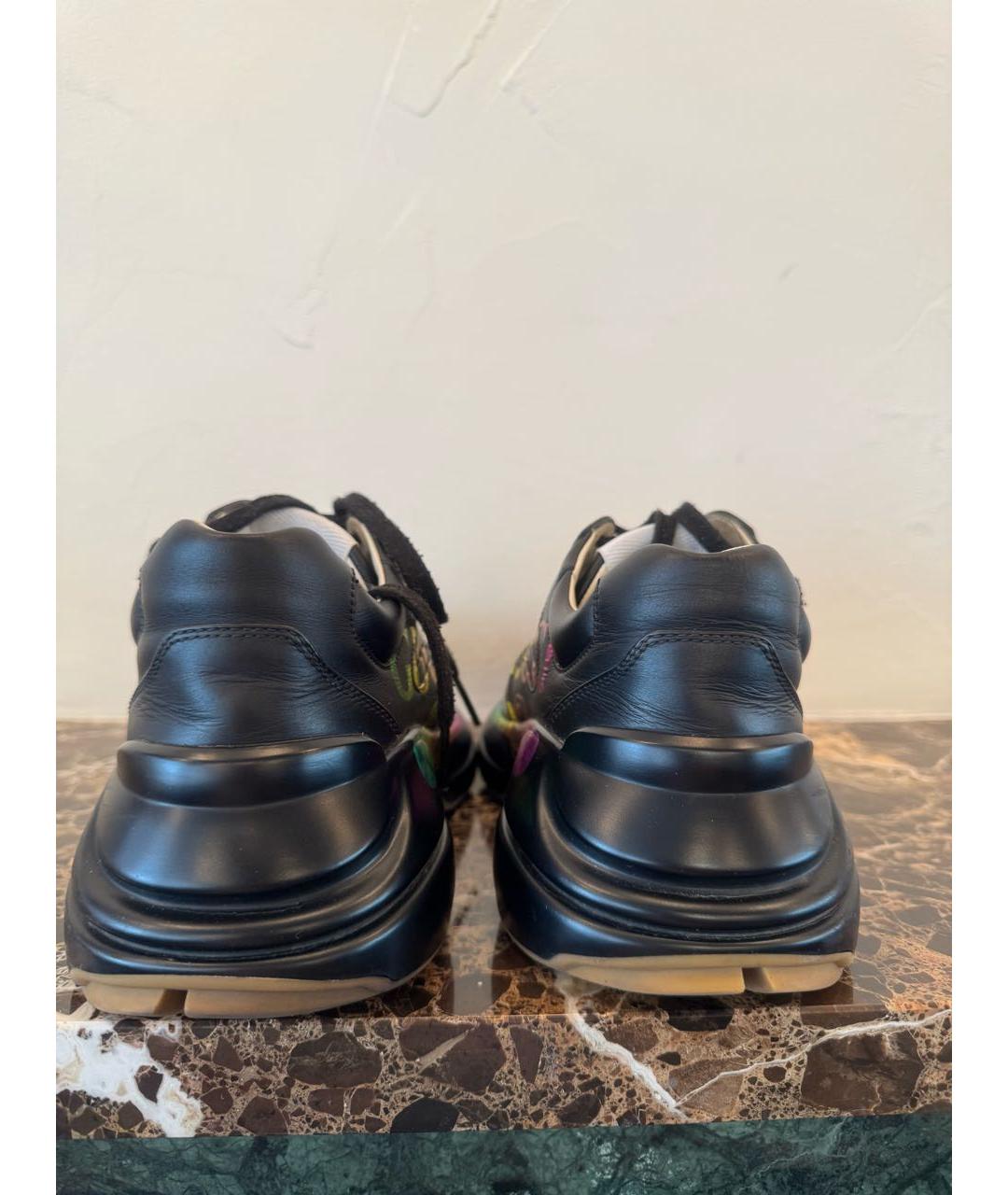 GUCCI Черные кожаные кроссовки, фото 4