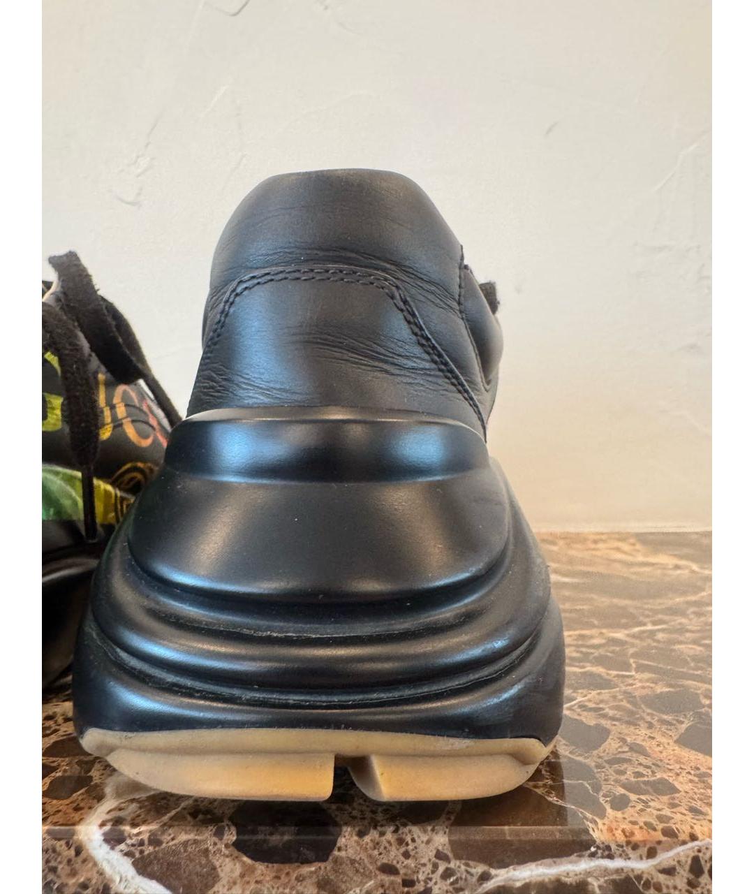 GUCCI Черные кожаные кроссовки, фото 5