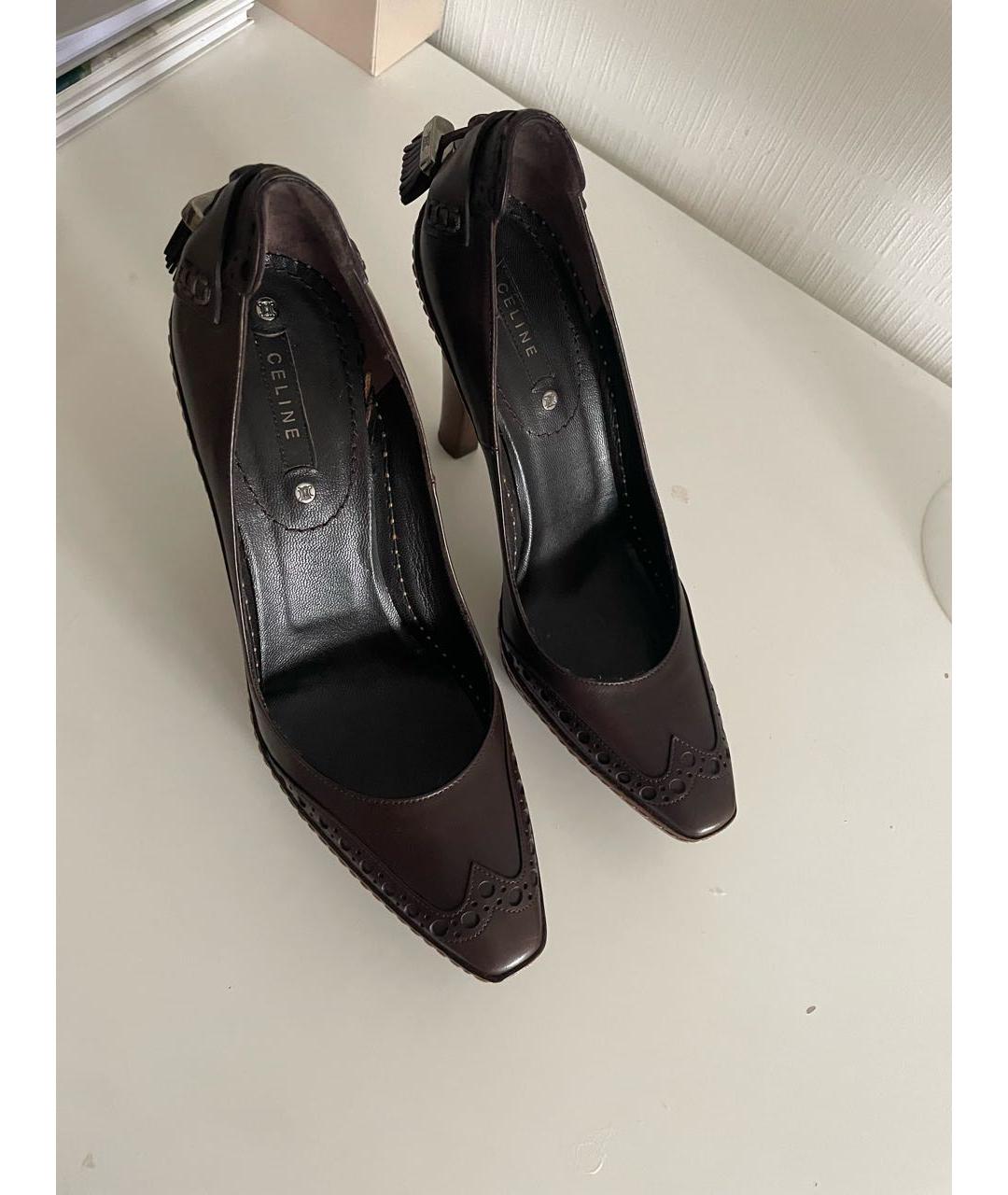 CELINE Коричневые кожаные туфли, фото 5