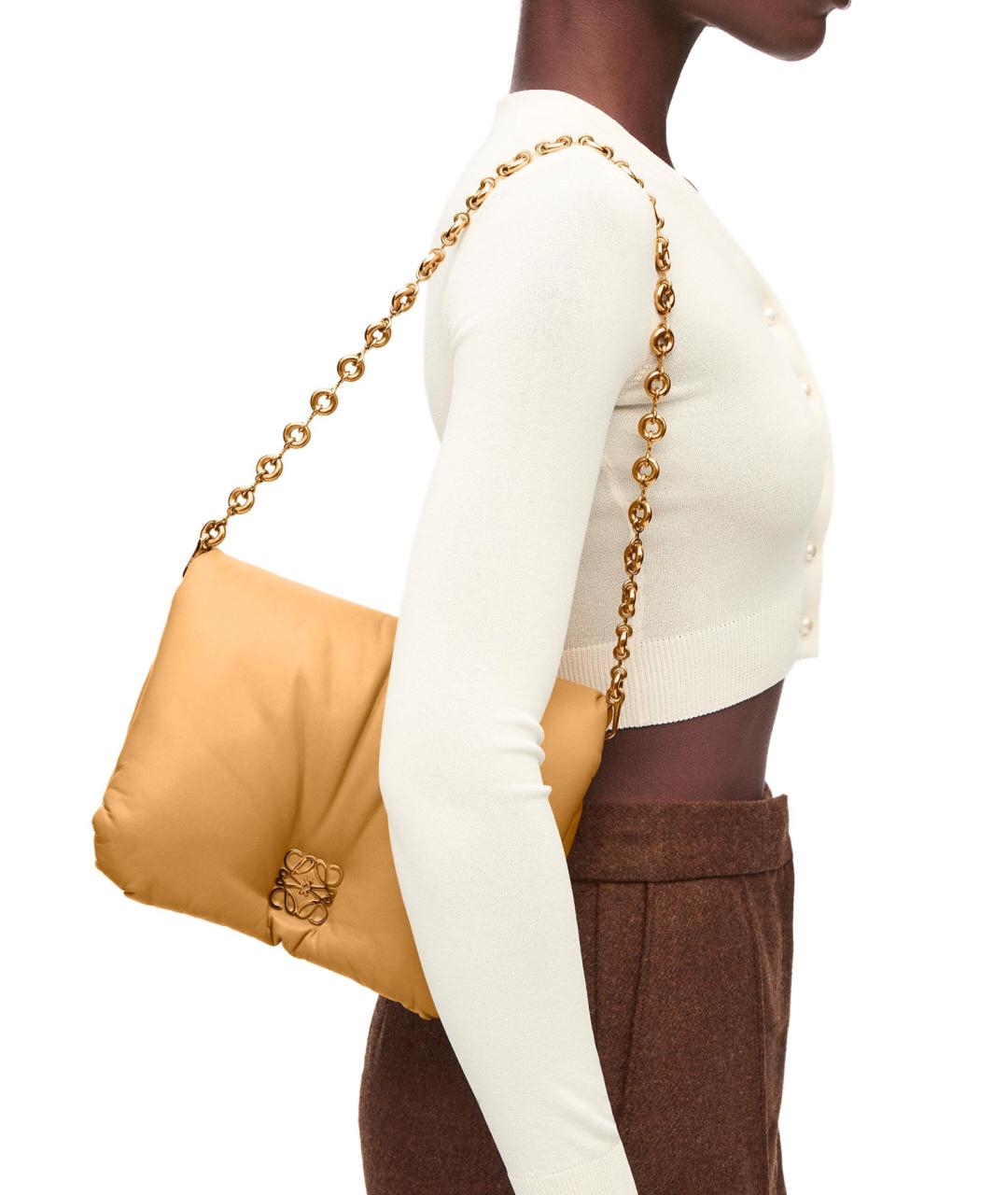 LOEWE Бежевая кожаная сумка через плечо, фото 5