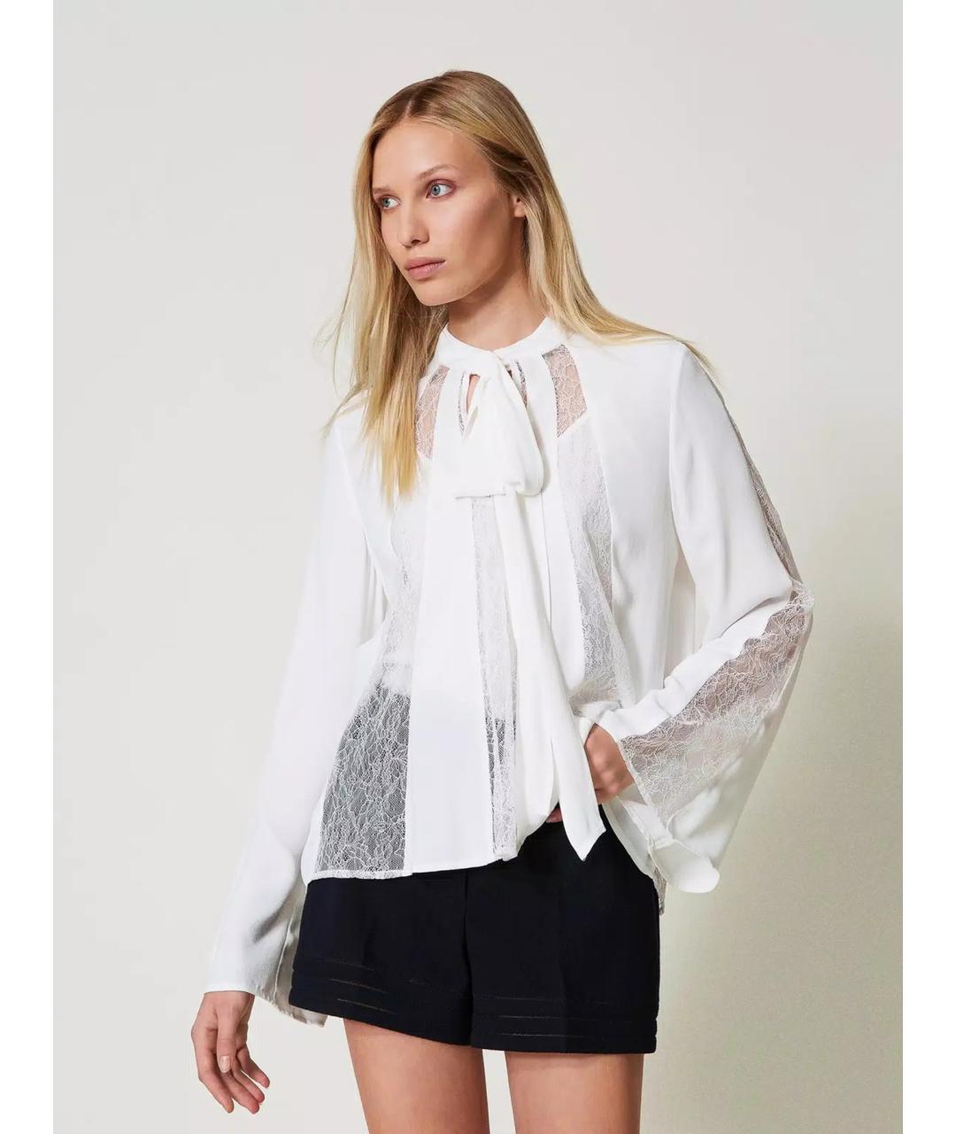 TWIN-SET Белая вискозная блузы, фото 3