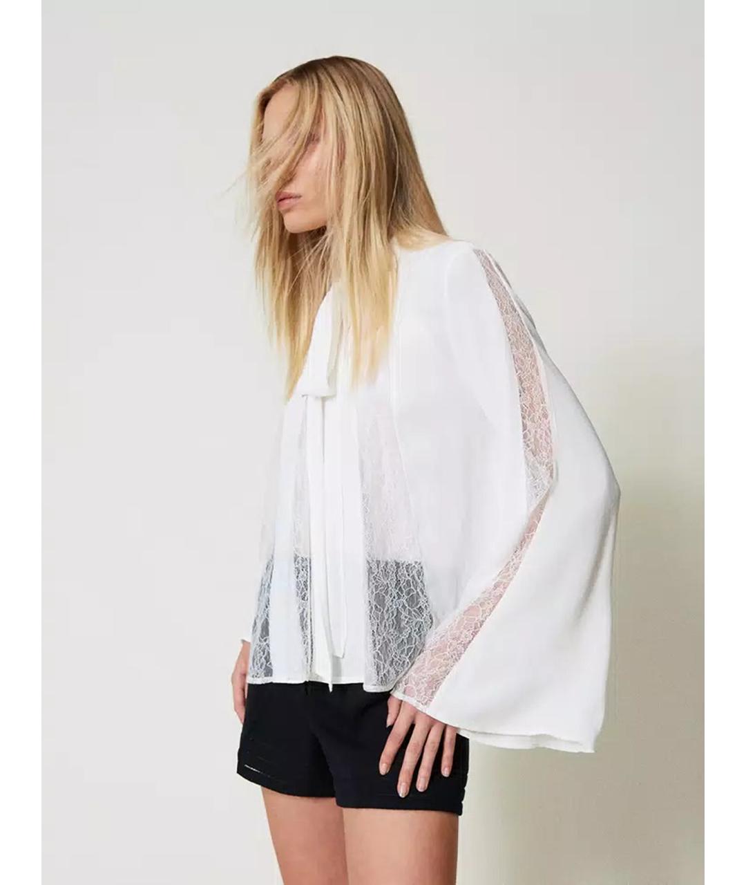 TWIN-SET Белая вискозная блузы, фото 4