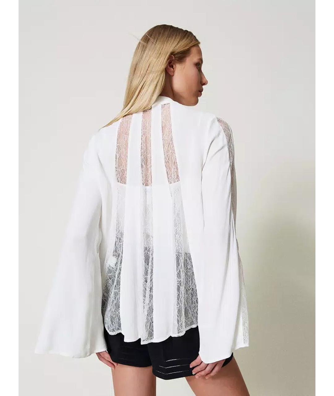 TWIN-SET Белая вискозная блузы, фото 5