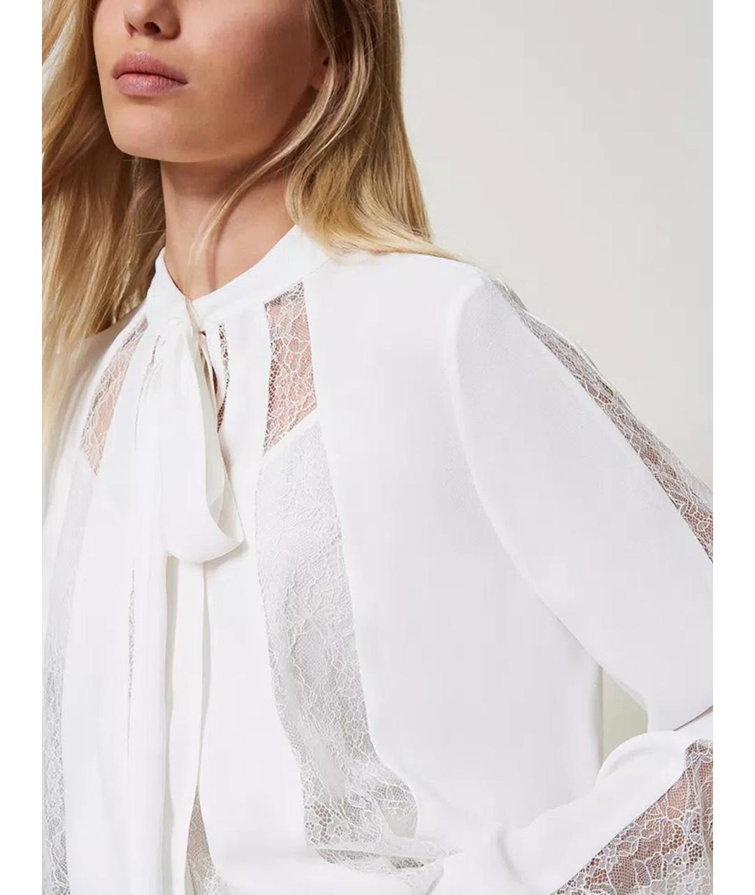 TWIN-SET Белая вискозная блузы, фото 6