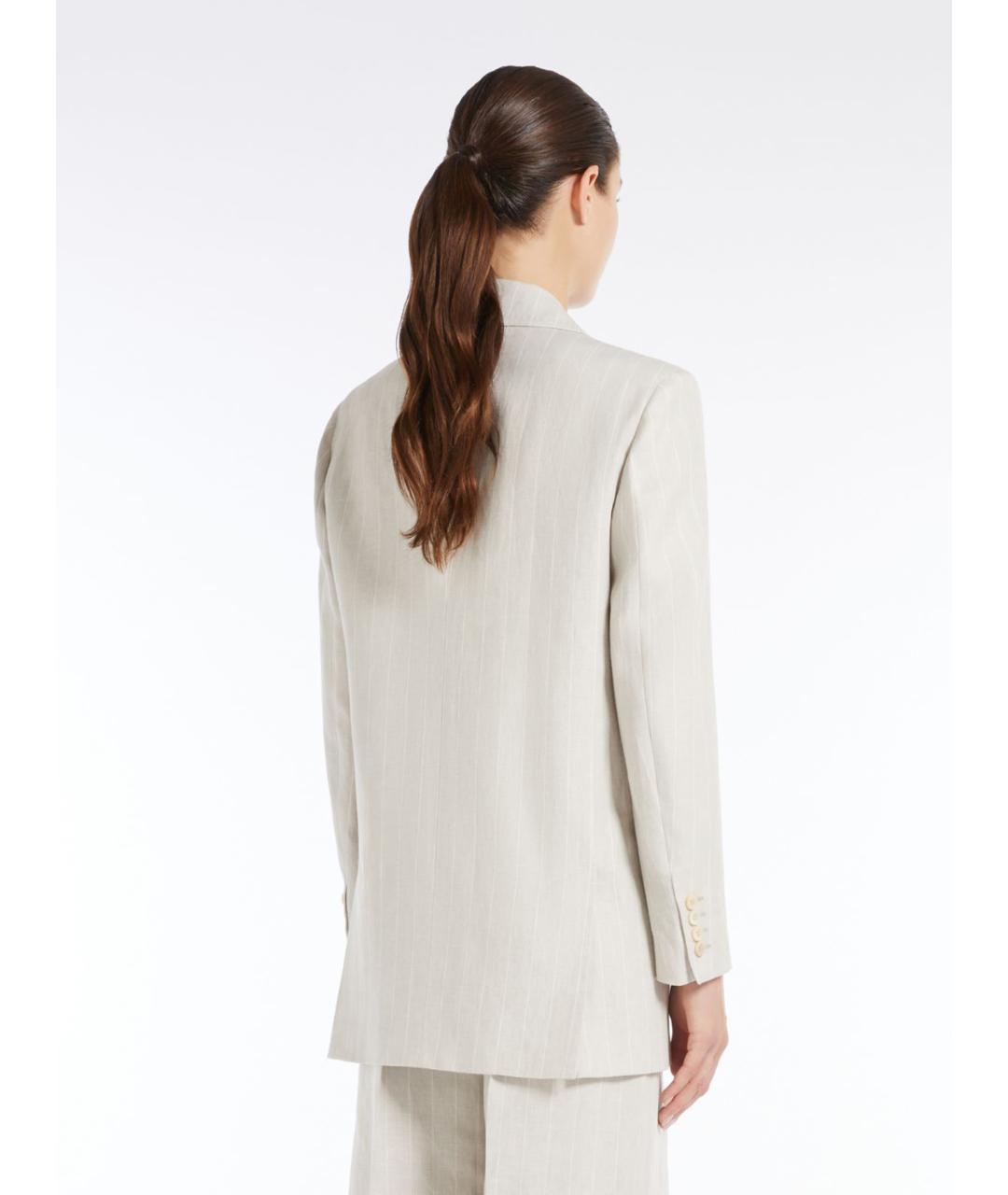 MAX MARA Бежевый льняной жакет/пиджак, фото 3